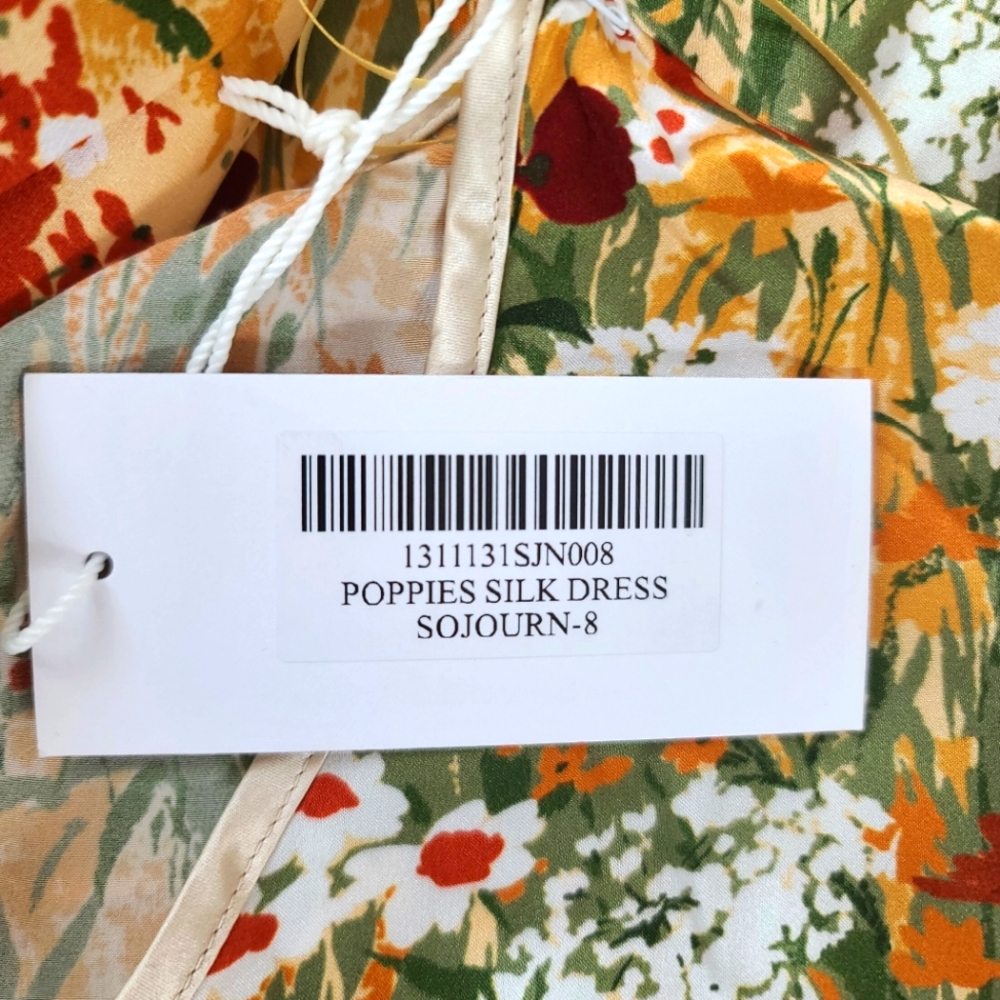 NWT Reformation Poppies Sojourn Silk Dress - Picture 7 of 10